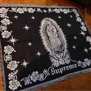Supreme Black and White Iconic Design Blanket